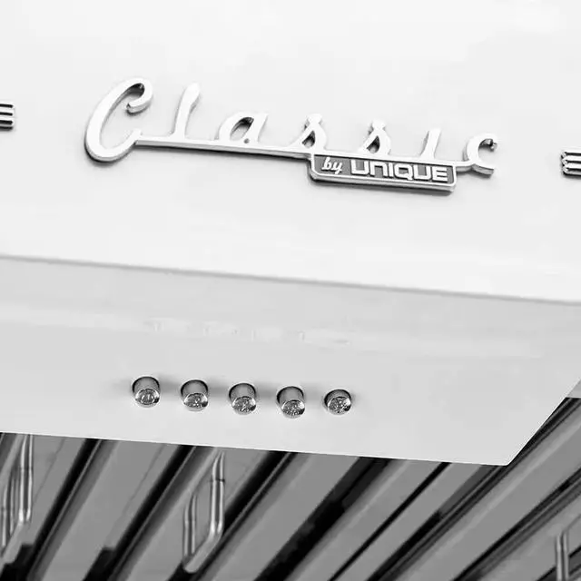 Alt view image 2 of 4 - UNIQUE UGP36CRRHW 36 inch Marshmallow White Classic Retro Under Cabinet Range Hood