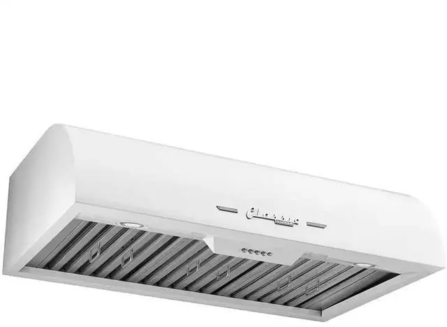 Alt view image 4 of 4 - UNIQUE UGP36CRRHW 36 inch Marshmallow White Classic Retro Under Cabinet Range Hood