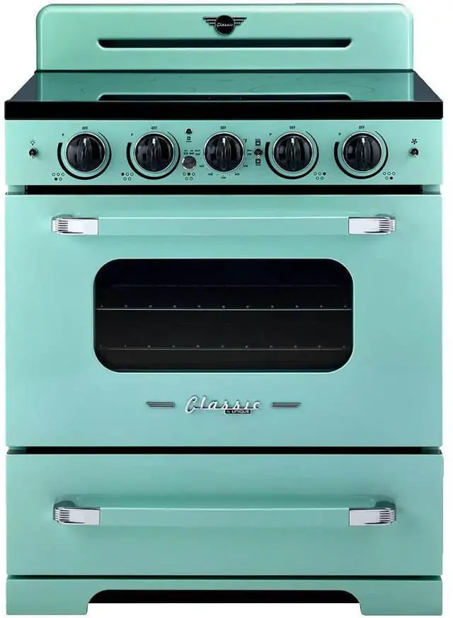 Main image of UNIQUE UNQ30CRICT 3.9 Cu. Ft. Ocean Mist Turquoise Freestanding Classic Retro Induction Range