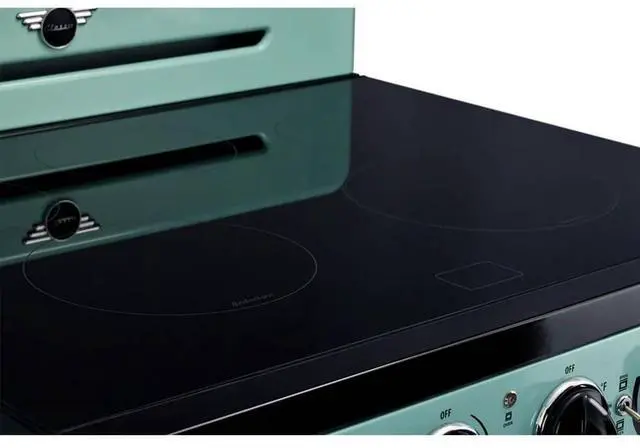 Alt view image 6 of 7 - UNIQUE UNQ30CRICT 3.9 Cu. Ft. Ocean Mist Turquoise Freestanding Classic Retro Induction Range