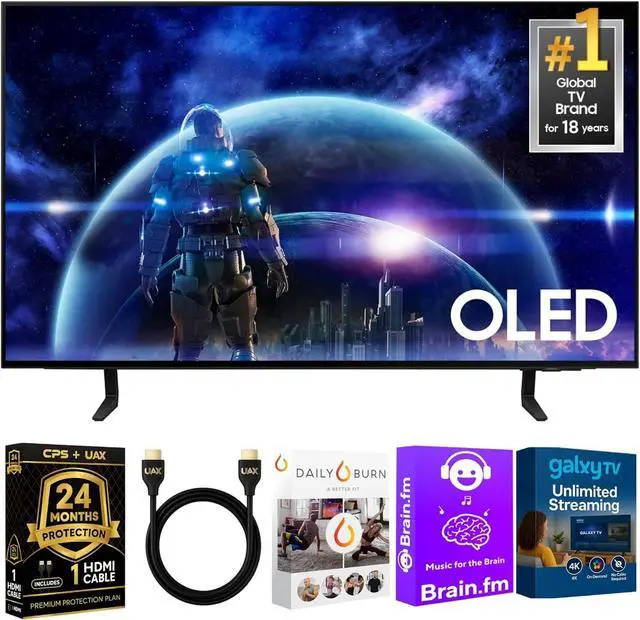 Main image of Samsung 55" S90D OLED 4K UHD Smart TV Quantum HDR+, Dolby Atmos, 144Hz Gaming, Alexa, 3-Year Bundle