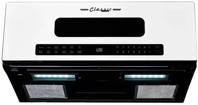 Alt view image 4 of 6 - UNIQUE 1.2 Cu. Ft. Retro Over-the-Range Microwave Marshmallow White, 400 CFM Vent Fan, LED Lighting, Auto Cook Presets