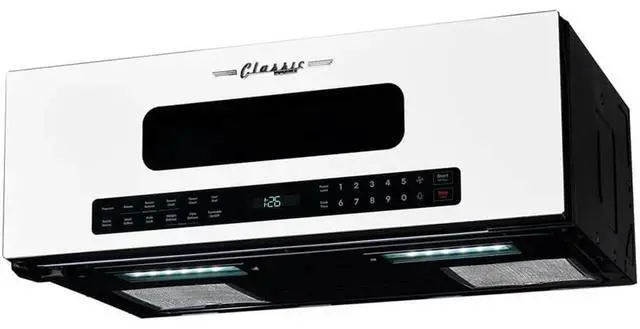 Alt view image 2 of 6 - UNIQUE 1.2 Cu. Ft. Retro Over-the-Range Microwave Marshmallow White, 400 CFM Vent Fan, LED Lighting, Auto Cook Presets