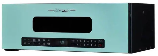 Alt view image 2 of 6 - UNIQUE 1.2 Cu. Ft. Retro Over-the-Range Microwave with Auto Cook Presets, Ventilation Fan & LED Lighting Ocean Mist Turquoise