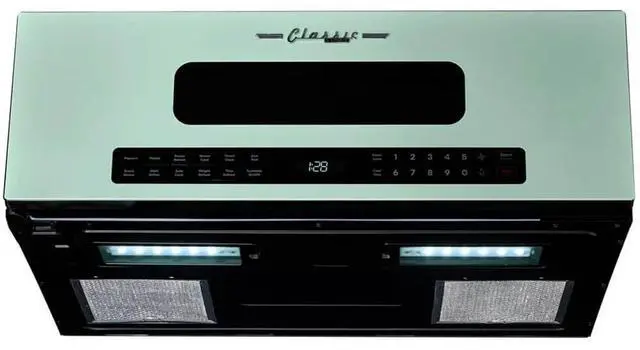 Alt view image 6 of 6 - UNIQUE 1.2 Cu. Ft. Retro Over-the-Range Microwave with Auto Cook Presets, Ventilation Fan & LED Lighting Mint Green