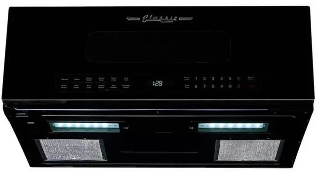 Alt view image 4 of 6 - UNIQUE 1.2 Cu. Ft. Retro Over-the-Range Microwave with Auto Cook Presets, Ventilation Fan & LED Lighting Midnight Black