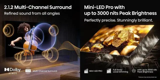 Alt view image 5 of 7 - Hisense 100U75QG 100 inch Class U7 Series 4K Mini-LED QLED UHD Smart Google TV