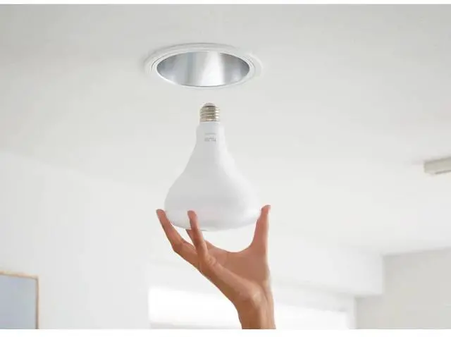 Alt view image 5 of 7 - Hue 592659 Essential BR30 White and Color Ambiance 65W Dimmable LED Smart Bulb - (2 Pack)