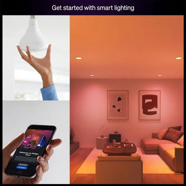 Alt view image 2 of 7 - Hue 592659 Essential BR30 White and Color Ambiance 65W Dimmable LED Smart Bulb - (2 Pack)