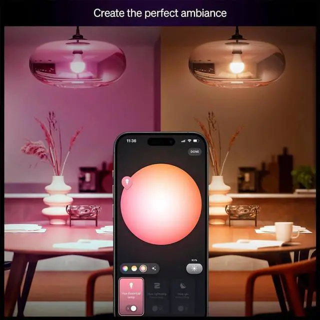 Alt view image 3 of 6 - Hue 592568 Essential A19 White and Color Ambiance 60W Dimmable LED Smart Bulb - (2 Pack)