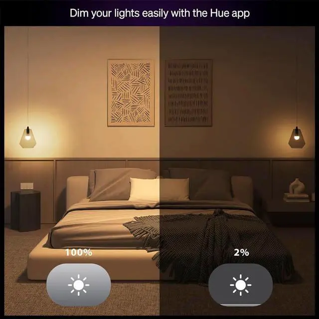 Alt view image 4 of 6 - Hue 592568 Essential A19 White and Color Ambiance 60W Dimmable LED Smart Bulb - (2 Pack)