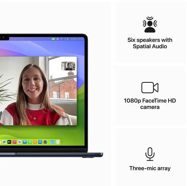 Alt view image 3 of 7 - Apple 15.3" MacBook Air Laptop M3 Chip 16GB RAM 256GB SSD macOS Liquid Retina Display Midnight (2024)