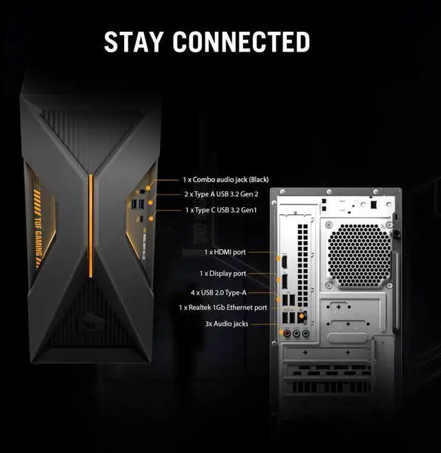 Alt view image 5 of 7 - Asus T500MVMS564T TUF Gaming T500 Gaming Desktop - Intel Core i5-13420H - NVIDIA GeForce RTX 5060 Ti - 16GB/1TB