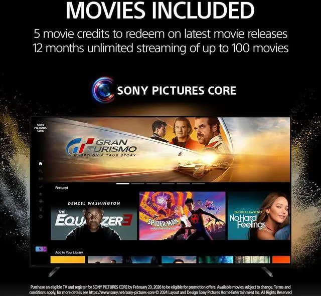 Alt view image 3 of 7 - 65" Class BRAVIA 7 4K HDR Mini LED QLED Smart Google TV with Dolby Vision, HDMI 2.1, PS5 Gaming Features, Cognitive XR Processor 2-Year CPS Protection, HDMI Cable & Streaming Bundle