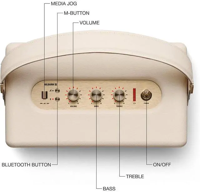 Alt view image 3 of 7 - Marshall KILBURN3CRM Kilburn III Portable Bluetooth Speaker - Cream