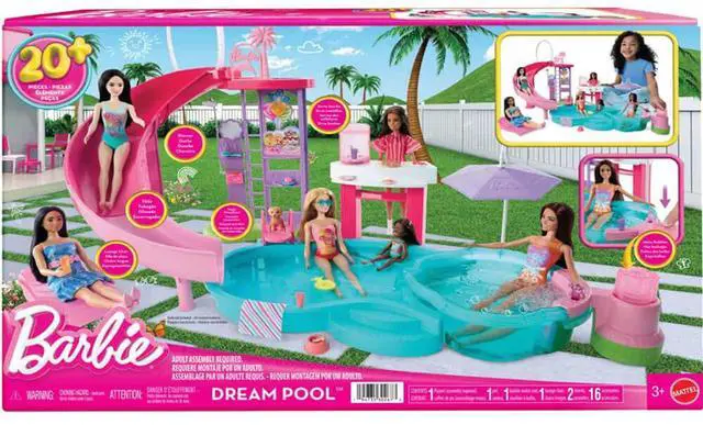 Alt view image 7 of 7 - Mattel JFP01 Barbie Dream Pool 20+ Piece Playset