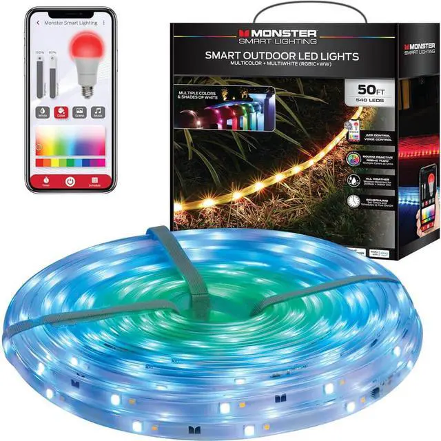 Main image of Monster MOW71006ICW 50 Ft. Sound Reactive Smart Multi-Color Outdoor LED Light Strip