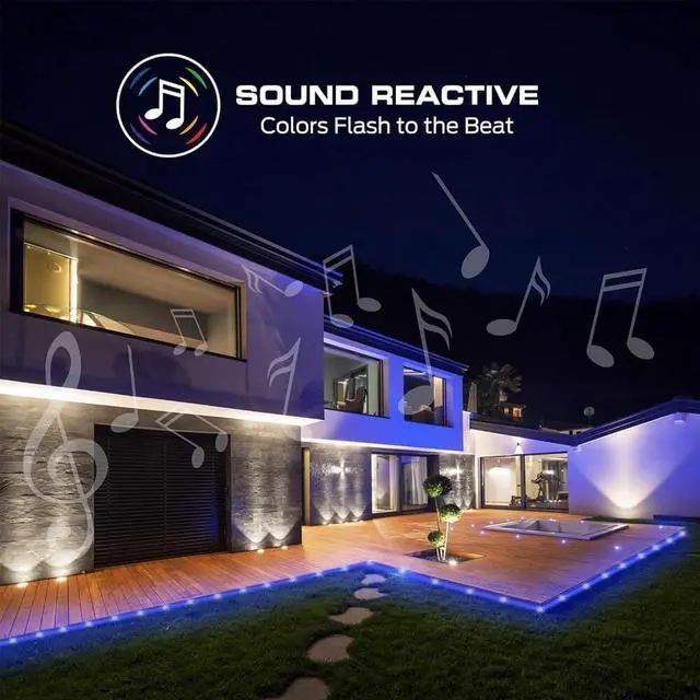 Alt view image 5 of 7 - Monster MOW71006ICW 50 Ft. Sound Reactive Smart Multi-Color Outdoor LED Light Strip