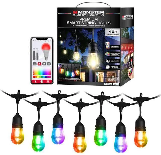 Main image of Monster MOW71009ICW 24 Ft. Sound Reactive Smart Multi-Color Outdoor String Light