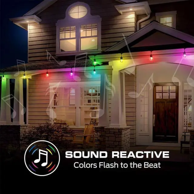 Alt view image 6 of 7 - Monster MOW71009ICW 24 Ft. Sound Reactive Smart Multi-Color Outdoor String Light