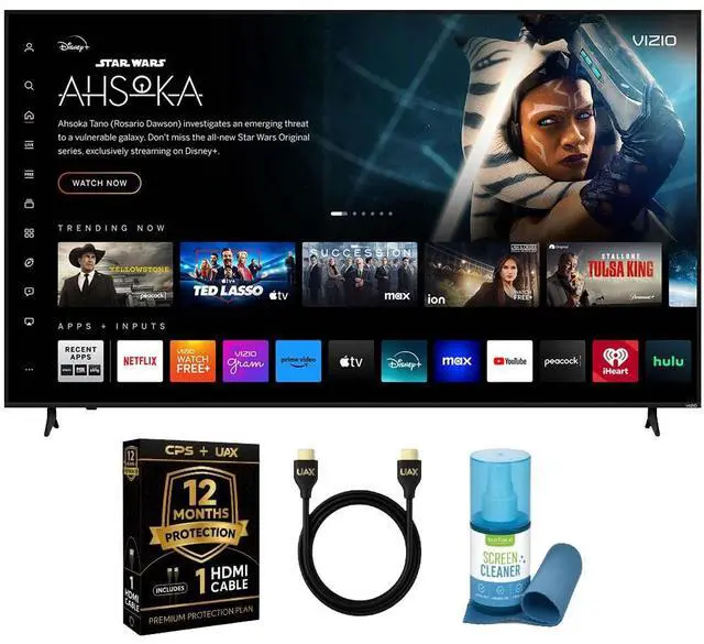 Main image of Vizio 86-Inch 4K UHD LED Smart TV Bundle - Dolby Vision, HDR10+, VRR, Bluetooth, Alexa Compatible, Voice Remote with UAX HDMI Cable, 12-Month CPS Protection and Screen Cleaner with Microfiber Cloth.