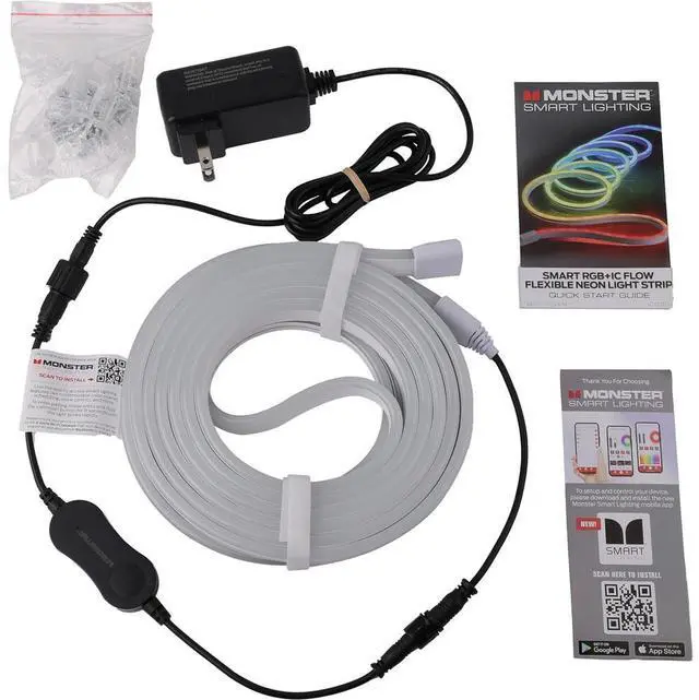 Alt view image 6 of 7 - Monster MOW71005ICM 16.4 Ft. RGB + IC Flow Flexible Neon Outdoor LED Smart Light Strip