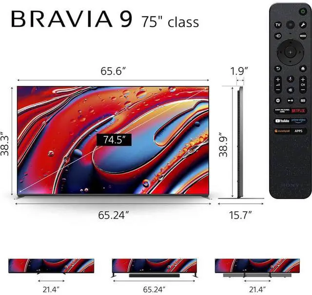 Alt view image 2 of 7 - Sony K75XR90BKIT1 Sony BRAVIA9 Mini LED QLED 4K HDR Google TV Bundle  XRBacklight Master Drive, D