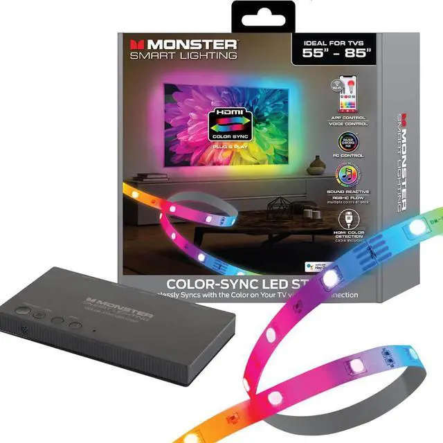 Main image of Monster MNW72003ICM Smart Lighting HDMI Color Sync LED Strip for TVs Up to 85 inch