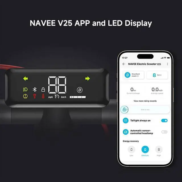 Alt view image 6 of 6 - V25 Electric Scooter - Black