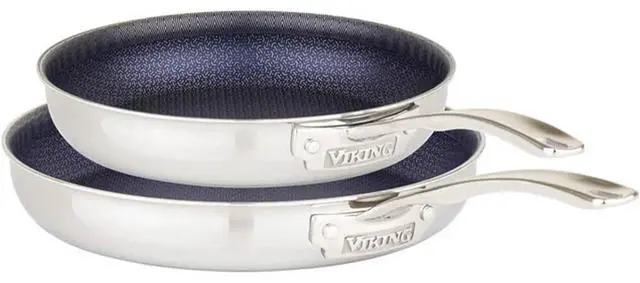 Alt view image 2 of 7 - Viking 2-Piece Stainless 3-Ply Hybrid Plus Nonstick Fry Pan Set