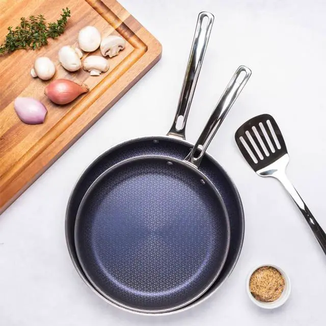 Alt view image 3 of 7 - Viking 2-Piece Stainless 3-Ply Hybrid Plus Nonstick Fry Pan Set