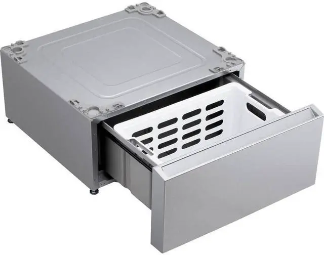 Alt view image 4 of 5 - 29" Brushed Platinum Steel Laundry Pedestal with Storage Drawer