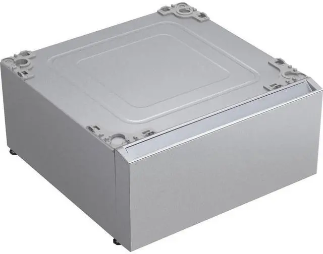 Alt view image 3 of 5 - 29" Brushed Platinum Steel Laundry Pedestal with Storage Drawer