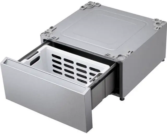 Alt view image 5 of 5 - 29" Brushed Platinum Steel Laundry Pedestal with Storage Drawer