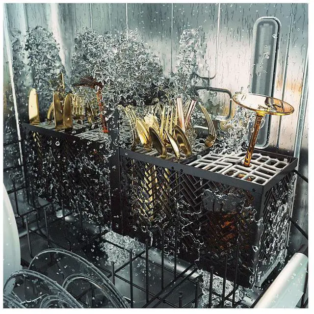 Alt view image 5 of 5 - Cafe 44 dBA Matte White Dishwasher with 3rd Rack and Convection Dry