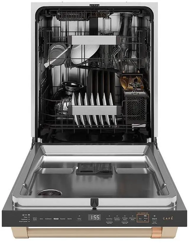 Alt view image 2 of 5 - Cafe 44 dBA Matte White Dishwasher with 3rd Rack and Convection Dry