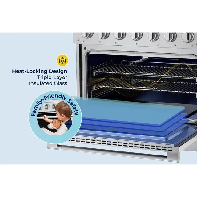 Alt view image 3 of 7 - HAUSLANE PRD30BS 4.2 Cu. Ft. Stainless and Black Stainless HausPro Slide-In Dual Fuel Convection Range