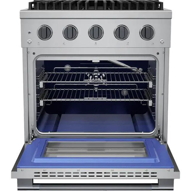 Alt view image 7 of 7 - HAUSLANE PRD30BS 4.2 Cu. Ft. Stainless and Black Stainless HausPro Slide-In Dual Fuel Convection Range