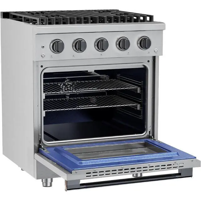 Alt view image 6 of 7 - HAUSLANE PRD30BS 4.2 Cu. Ft. Stainless and Black Stainless HausPro Slide-In Dual Fuel Convection Range