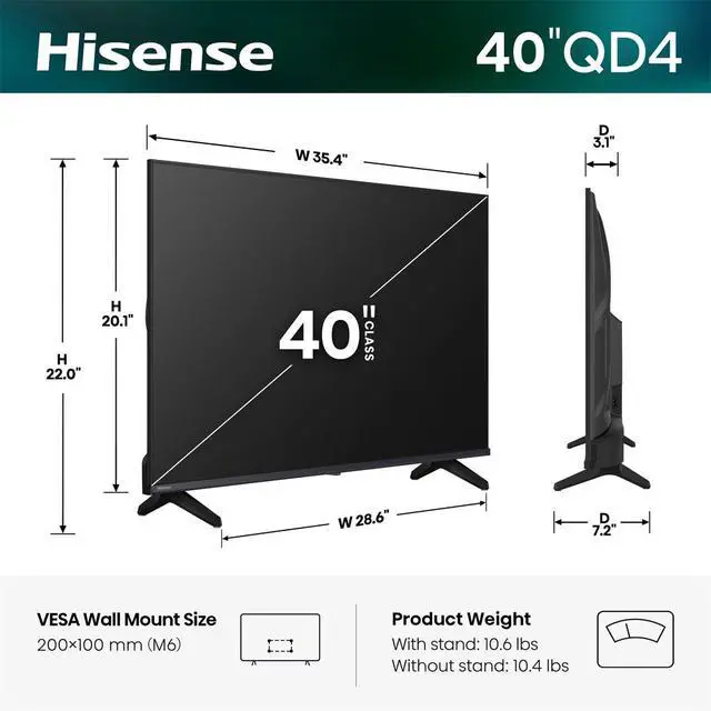Alt view image 7 of 7 - Hisense 40QD4SV 40 inch Class QD4 Series FHD Hi-QLED Smart VIDAA TV