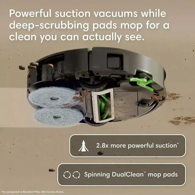 Alt view image 6 of 6 - iRobot ROOMBA415COM Roomba Plus 415 Combo Robot Vacuum and Mop Plus AutoWash Dock - Black