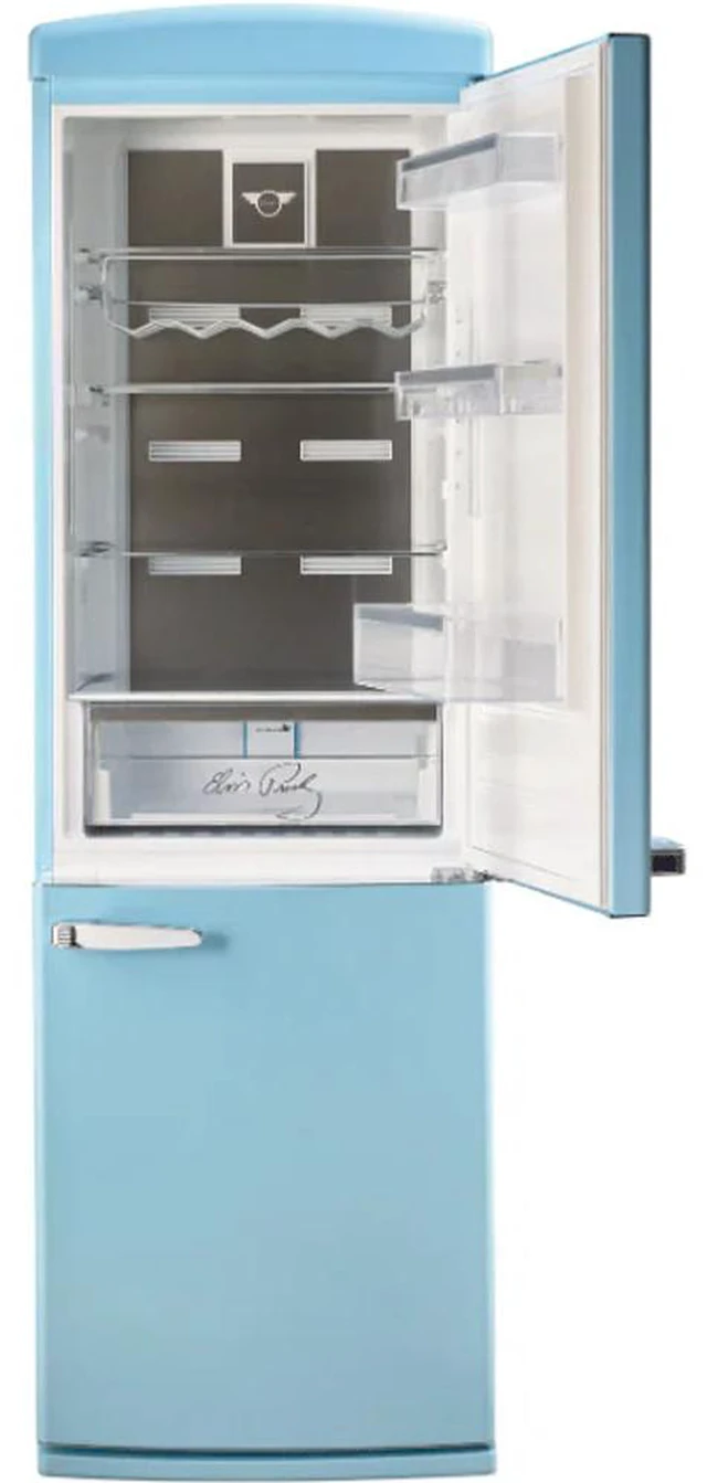 Alt view image 2 of 7 - UNIQUE UGP340LEAC 12 Cu. Ft. Elvis Blue Counter-Depth Retro Bottom Freezer Refrigerator