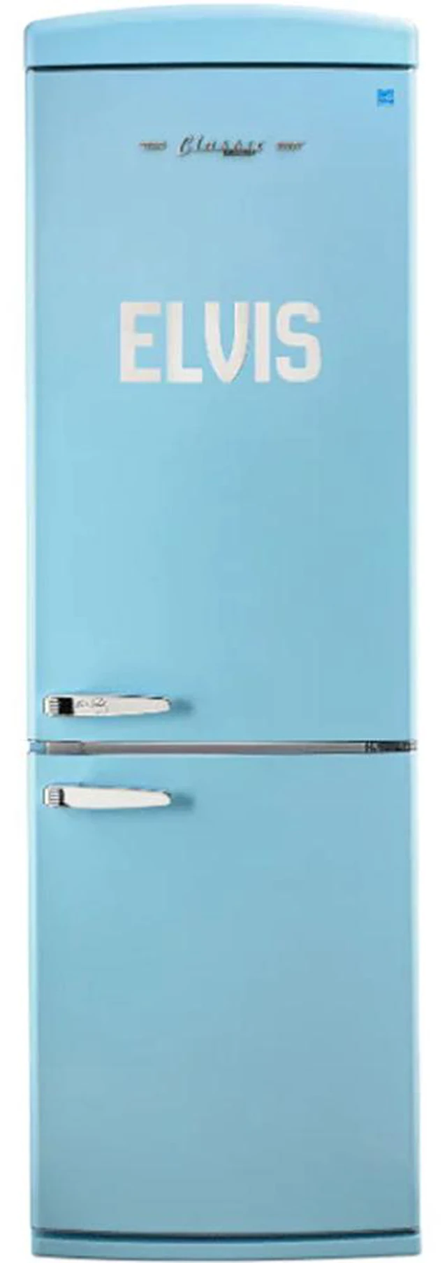 Alt view image 7 of 7 - UNIQUE UGP340LEAC 12 Cu. Ft. Elvis Blue Counter-Depth Retro Bottom Freezer Refrigerator