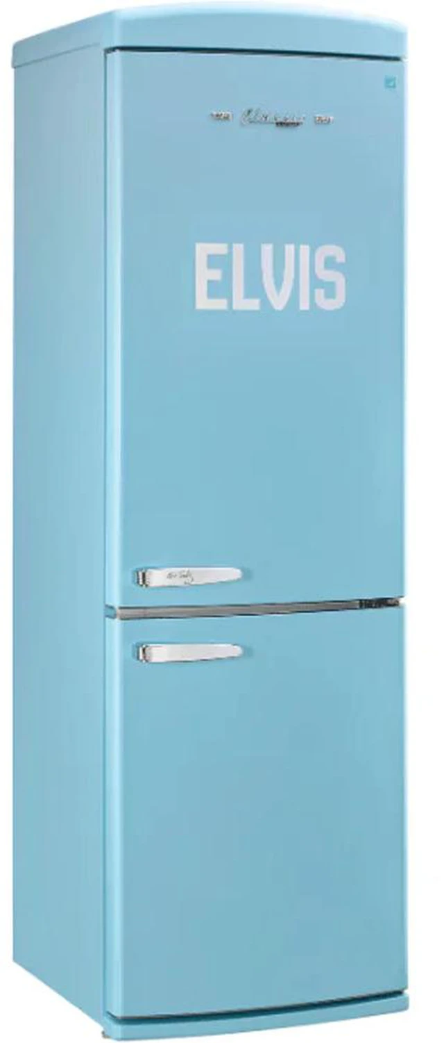 Alt view image 6 of 7 - UNIQUE UGP340LEAC 12 Cu. Ft. Elvis Blue Counter-Depth Retro Bottom Freezer Refrigerator