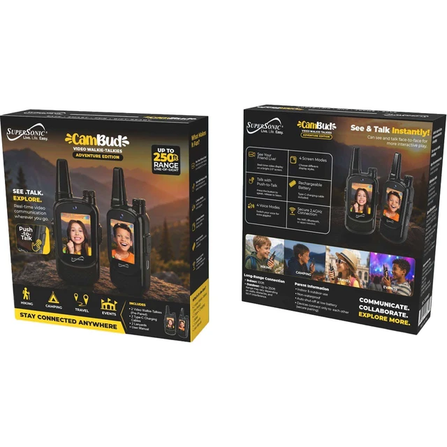 Alt view image 2 of 5 - Supersonic SC785BLK CamBud Walkie-Talkie Pair with Voice and Video - Black