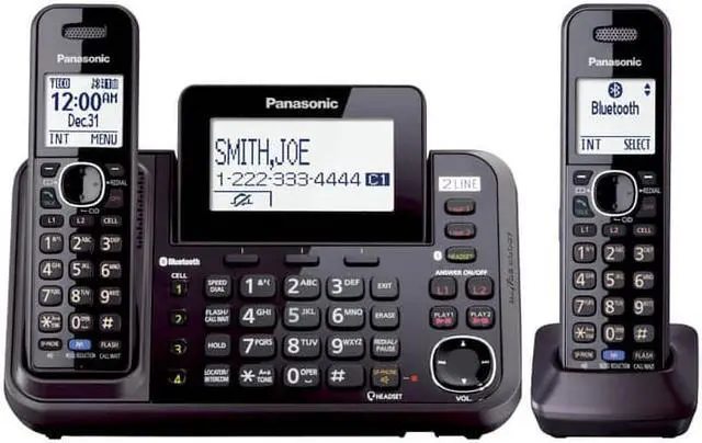 Alt view image 2 of 12 - Panasonic KX-TG9542B Two Handset Cordless Phone|DECT 6.0|Link2Cell|Expandable Up-To 12 Handsets|Black