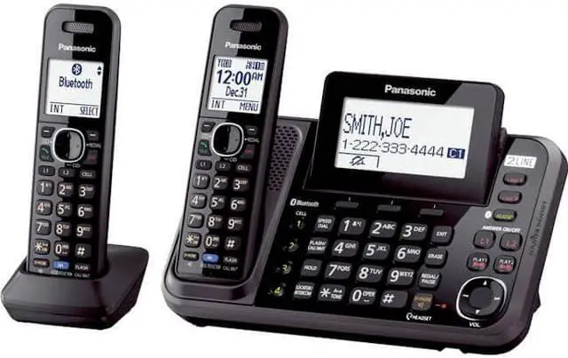 Alt view image 3 of 12 - Panasonic KX-TG9542B Two Handset Cordless Phone|DECT 6.0|Link2Cell|Expandable Up-To 12 Handsets|Black