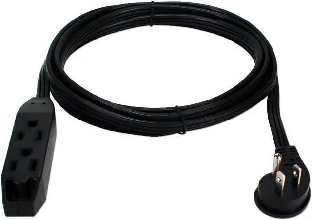 Alt view image 7 of 14 - Qvs 3-Outlet 3-Prong 10Ft Right-Angle Flat Power Extension Cord