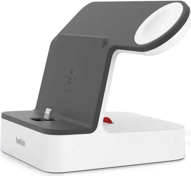 Alt view image 4 of 20 - BELKIN F8J237TTWHT PowerHouse White Charge Dock for Apple Watch + iPhone XS, iPhone XS Max, iPhone XR