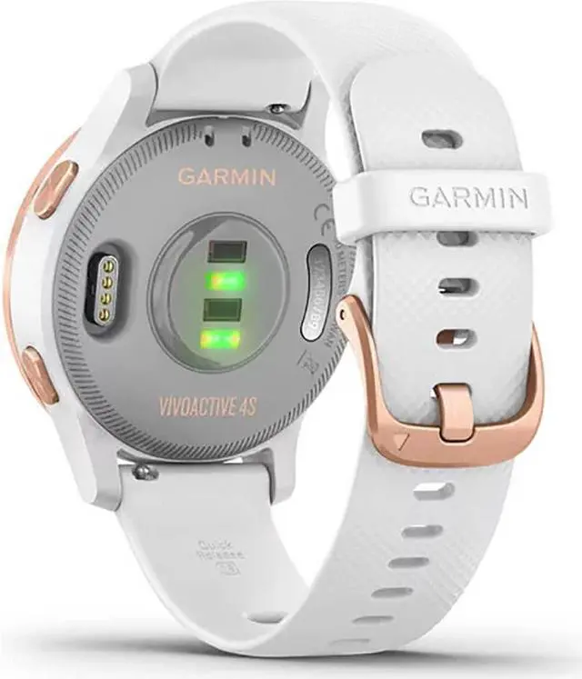 Alt view image 5 of 20 - Garmin vivoactive 4S Smartwatch (40mm, Rose Gold Stainless Steel Bezel/White Case, Silicone Band)